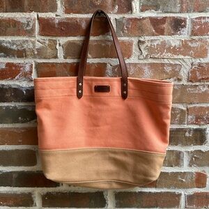 Cole Haan 2 Tone Canvas Tote with Leather Handles